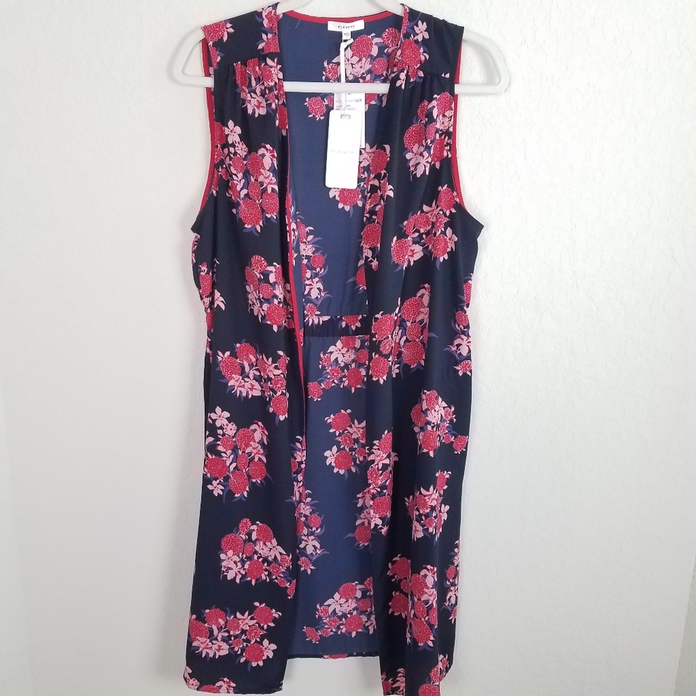 Sleeveless Duster Cardigan Floral Vest